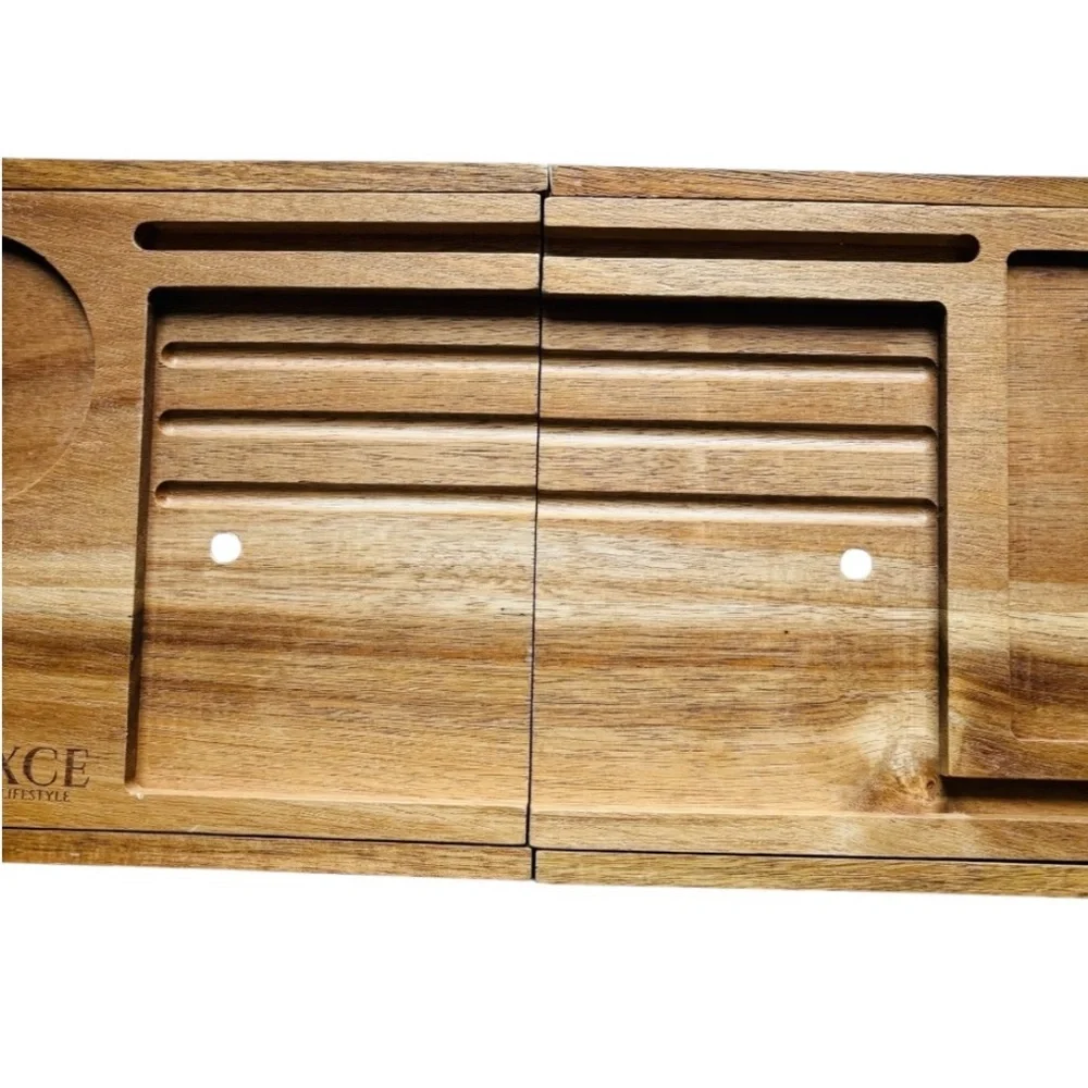 XCE Lifestyle Wooden Bath Caddy Tray with Expandable Design